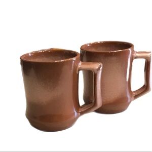 Frankoma Coffee Mugs Set Of 2 Brown Vtg Diner  NWOT W/Incised Frankoma markings